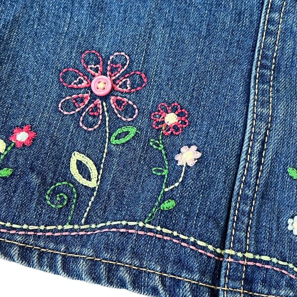 Osh Kosh B'Gosh Vintage Denim Embroidered Floral Skort 6X - Picture 2 of 5